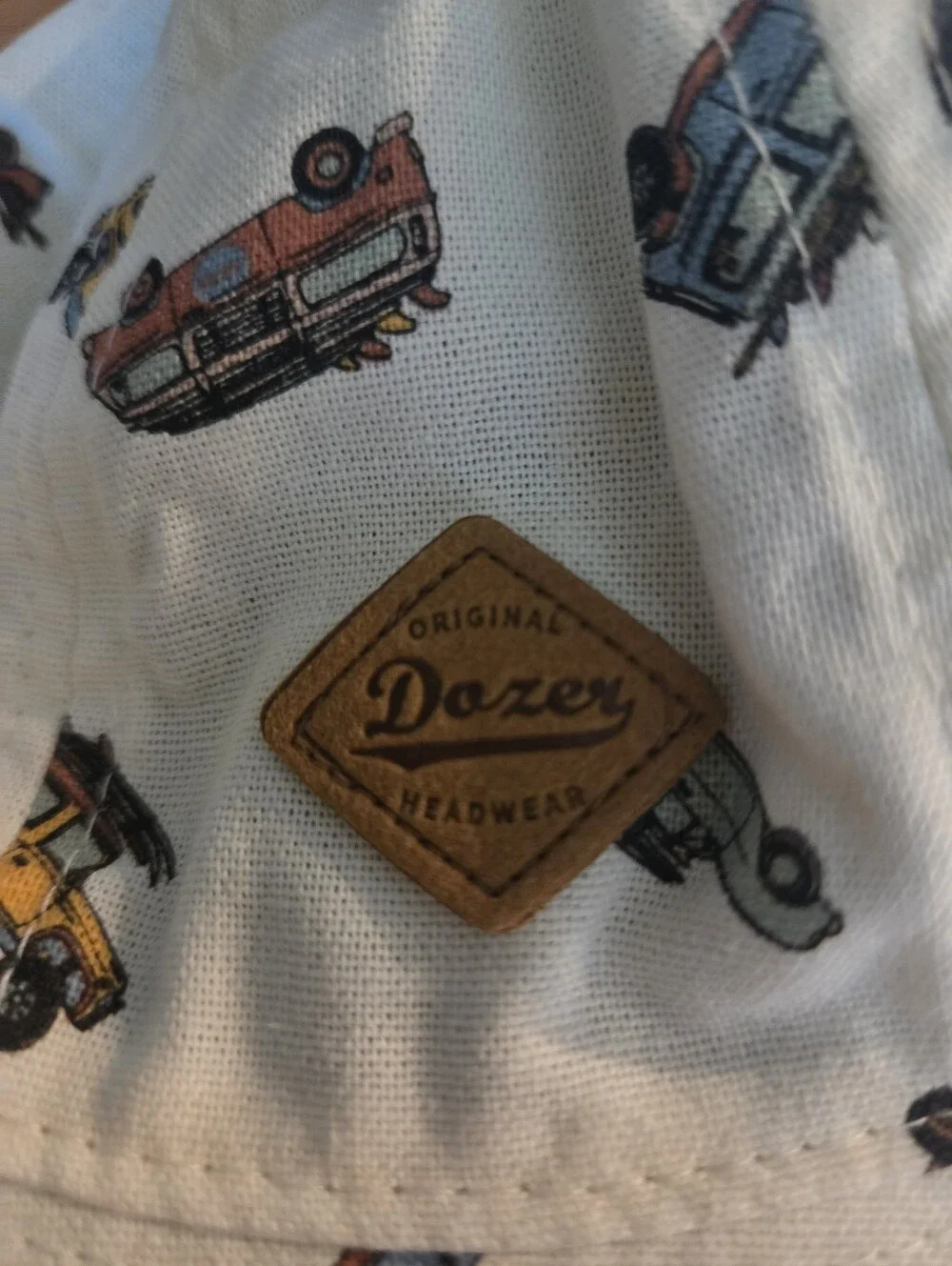 Dozer Bucket Hat‎ Reversible Cars Trucks Jeep Natural Green Brimmed Baby 0-12mo